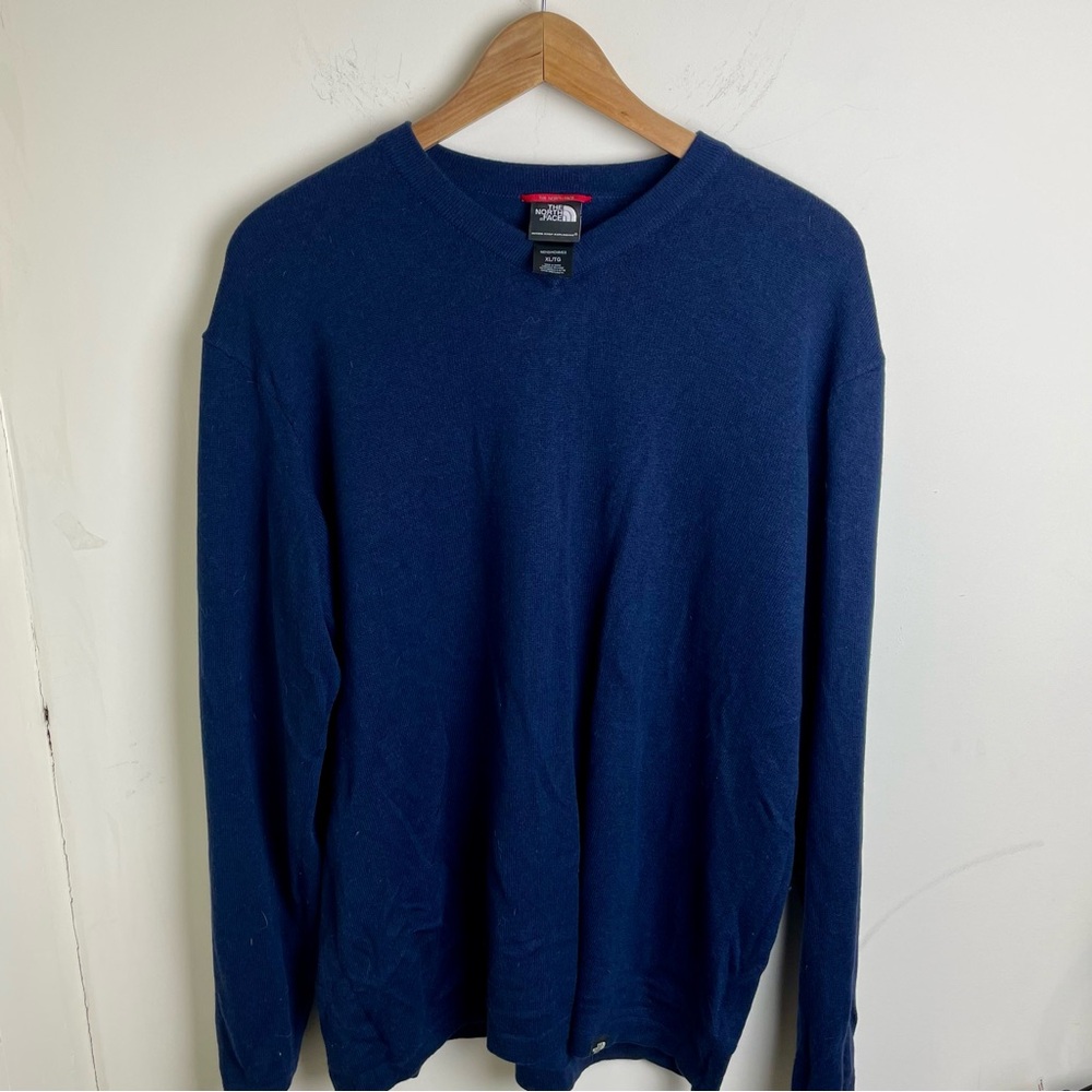 The North Face Navy Merino-blend V-Neck Sweater Size XL